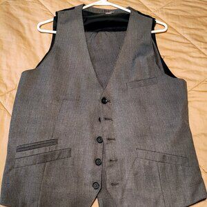 H&M 2 piece suit vest set EU gray white pinstripe men's size 40r